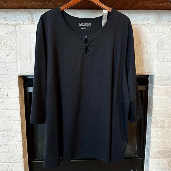 NEW - Catherines Suprema® Teardrop Tee - Black 4X - Picture 2 of 7